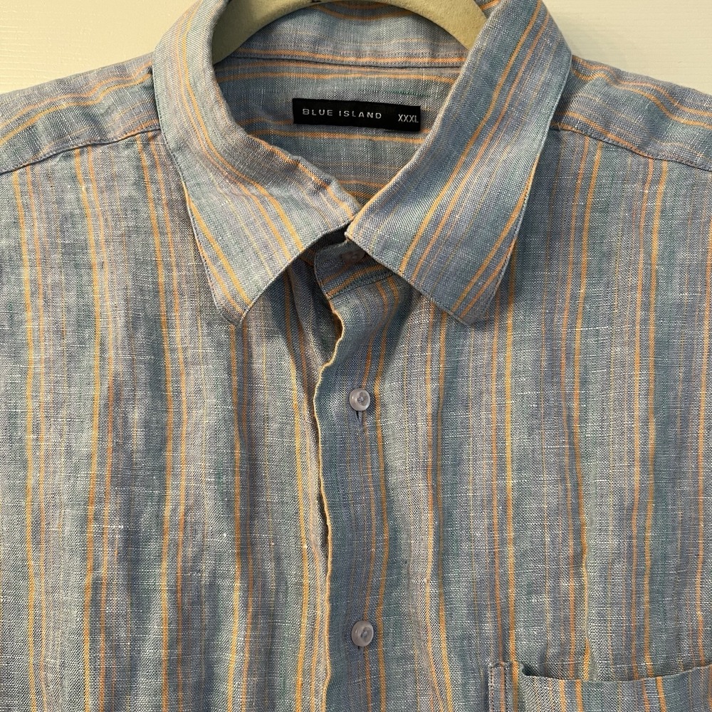 Blue Island Linen Button Up Size 3XL